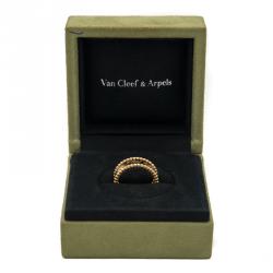 Pre Owned Van Cleef & Arpels Perlee Signature 18K Rose Gold Band Ring Size 52