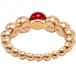 مملوكة مسبقًا Van Cleef & Arpels Rose Gold Perlee Variation Couleurs Cornelian Ring Size 51
