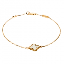 Pre Owned Van Cleef & Arpels Sweet Alhambra Mother of Pearl 18k Yellow Gold Bracelet