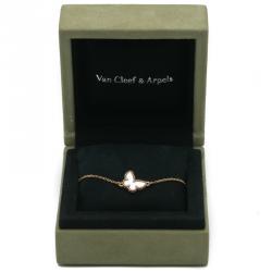 مملوكة مسبقًا Van Cleef & Arpels White Mop Sweet Alhambra Butterfly 18K Yellow Gold Bracelet