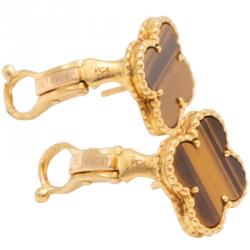 مملوكة مسبقًا Van Cleef & Arpels Vintage Alhambra Tiger Eye Earrings