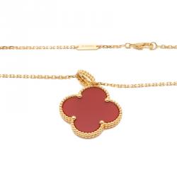 مملوكة مسبقًا قلادة فان كليف آند اربلز ماجيك الهامبرا عقيق أحمر سلسلة طويلة ذهب أصفر 