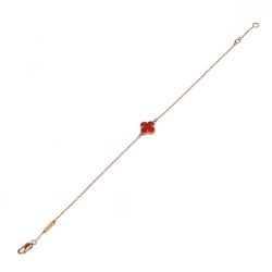 Pre Owned Van Cleef and Arpels Sweet Alhambra Red Carnelian 18k Rose Gold Bracelet