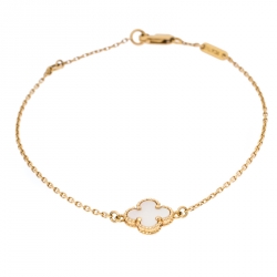 مملوكة مسبقًا Van Cleef and Arpels Sweet Alhambra White Mother of Pearl 18K Yellow Gold Bracelet