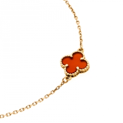 Pre Owned Van Cleef and Arpels Sweet Alhambra Red Carnelian 18K Rose Gold Bracelet