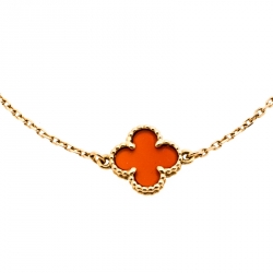 Pre Owned Van Cleef and Arpels Sweet Alhambra Red Carnelian 18K Rose Gold Bracelet
