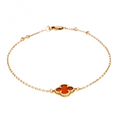 Pre Owned Van Cleef and Arpels Sweet Alhambra Red Carnelian 18K Rose Gold Bracelet