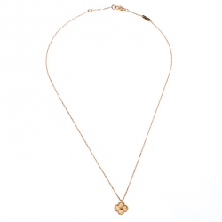Pre Owned Van Cleef & Arpels Vintage 18K Rose Gold Alhambra Pendant Necklace