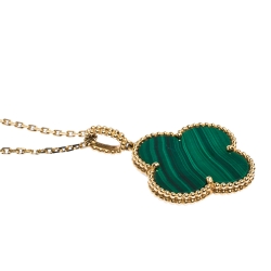 مملوكة مسبقًا Van Cleef & Arpels Magic Alhambra Malachite 18K Yellow Gold Pendant Necklace