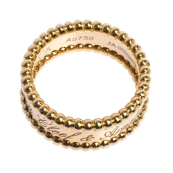 مملوكة مسبقًا Van Cleef & Arpels Perlee Signature 18K Yellow Gold Band Ring Size 53