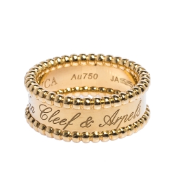 مملوكة مسبقًا Van Cleef & Arpels Perlee Signature 18K Yellow Gold Band Ring Size 53