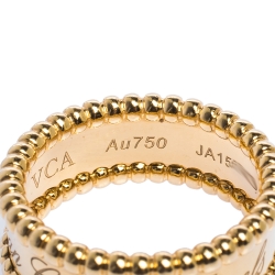 مملوكة مسبقًا Van Cleef & Arpels Perlee Signature 18K Yellow Gold Band Ring Size 53