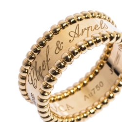 مملوكة مسبقًا Van Cleef & Arpels Perlee Signature 18K Yellow Gold Band Ring Size 53