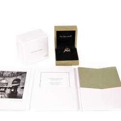 Pre Owned Van Cleef & Arpels Alhambra Diamond Onyx 18K Yellow Gold Ring Size 52