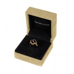 Pre Owned Van Cleef & Arpels Alhambra Diamond Onyx 18K Yellow Gold Ring Size 52