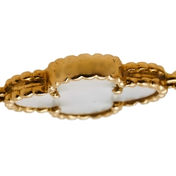 Van Cleef & Arpels Vintage Alhambra Mother of Pearl 18K Yellow Gold 5 Motifs Bracelet