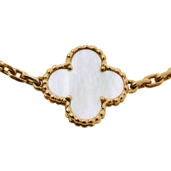 Van Cleef & Arpels Vintage Alhambra Mother of Pearl 18K Yellow Gold 5 Motifs Bracelet