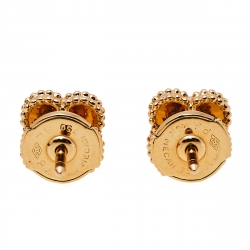 Pre Owned Van Cleef & Arpels Sweet Alhambra Carnelian 18K Rose Gold Stud Earrings