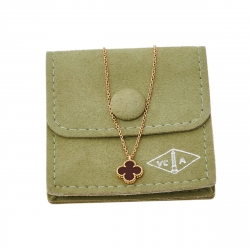 Pre Owned Van Cleef & Arpels Sweet Alhambra Carnelian 18K Rose Gold Pendant Necklace