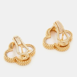 Pre Owned أقراط فان كليف آند اربلز ماجيك ألهامبراصدف وذهب أصفر عيار 18