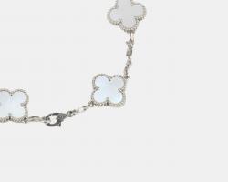 Pre Owned Van Cleef & Arpels 5 Motif Alhambra Mother Of Pearl White Gold Bracelet