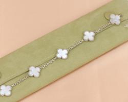 Pre Owned Van Cleef & Arpels 5 Motif Alhambra Mother Of Pearl White Gold Bracelet