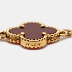 Pre Owned Van Cleef & Arpels Vintage Alhambra Carnelian 5 Motif Station Bracelet