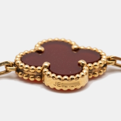 Pre Owned Van Cleef & Arpels Vintage Alhambra Carnelian 5 Motif Station Bracelet