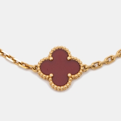 Pre Owned Van Cleef & Arpels Vintage Alhambra Carnelian 5 Motif Station Bracelet