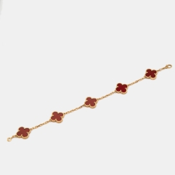 Pre Owned Van Cleef & Arpels Vintage Alhambra Carnelian 5 Motif Station Bracelet