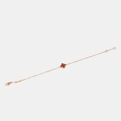 مملوكة مسبقًا Van Cleef & Arpels Sweet Alhambra 18k Rose Gold Carnelian Bracelet