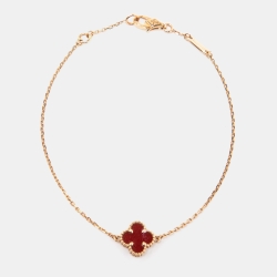 مملوكة مسبقًا Van Cleef & Arpels Sweet Alhambra 18k Rose Gold Carnelian Bracelet