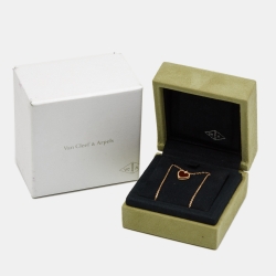 Pre Owned Van Cleef & Arpels Sweet Alhambra Heart Carnelian 18k Rose Gold Necklace