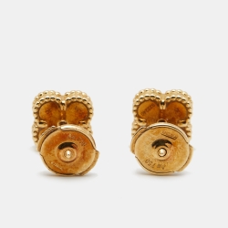 Pre Owned Van Cleef & Arpels Sweet Alhambra Mother of Pearl 18k Yellow Gold Stud Earrings