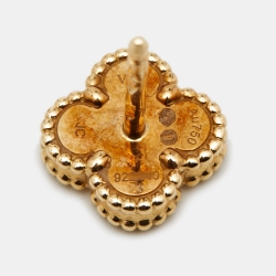 Pre Owned Van Cleef & Arpels Sweet Alhambra Mother of Pearl 18k Yellow Gold Stud Earrings