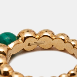 Pre Owned Van Cleef & Arpels Perlee Couleurs Malachite 18K Yellow Gold Ring Size 51