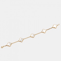 مملوكة مسبقًا Van Cleef & Arpels Vintage Alhambra Mother of Pearl 18k Yellow Gold Station Bracelet