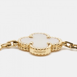 Pre Owned Van Cleef & Arpels Vintage Alhambra Mother of Pearl 18k Yellow Gold Station Bracelet