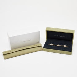 Pre Owned Van Cleef & Arpels Vintage Alhambra Mother of Pearl 18k Yellow Gold Station Bracelet