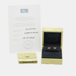 Pre Owned Van Cleef & Arpels Sweet Alhambra Carnelian 18K Rose Gold Stud Earrings