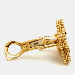 Pre Owned Van Cleef & Arpels Vintage Alhambra Malachite 18k Yellow Gold Earrings