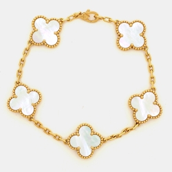 مملوكة مسبقًا سوار فان كليف أند أربلز ستيشن فينتدج ألامبرا صدف وذهب اصفر عيار 18 خمس حليات