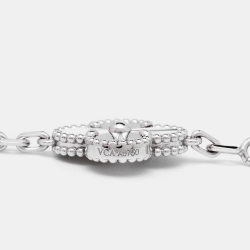 Pre Owned Van Cleef & Arpels Vintage Alhambra Guilloché 5 Motif 18K White Gold Station Bracelet