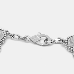 Pre Owned Van Cleef & Arpels Vintage Alhambra Guilloché 5 Motif 18K White Gold Station Bracelet