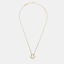مملوكة مسبقًا Van Cleef & Arpels Vintage Alhambra Mother of Pearl 18k Yellow Gold Pendant Necklace