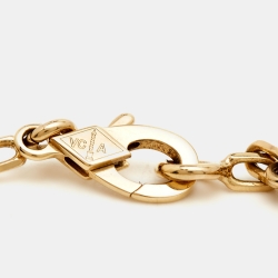 Pre Owned Van Cleef & Arpels Vintage Alhambra Malachite 5 Motif 18k Yellow Gold Station Bracelet
