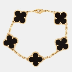 Pre Owned سوار فان كليف أند أربلز فينتدج ألامبرا عقيق ذهب أصفر عيار 18 خمسة حليات