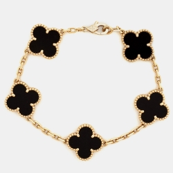 Pre Owned سوار فان كليف أند أربلز فينتدج ألامبرا عقيق ذهب أصفر عيار 18 خمسة حليات