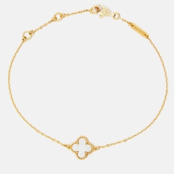 Pre Owned Van Cleef & Arpels Sweet Alhambra Mother of Pearl 18k Yellow Gold Bracelet