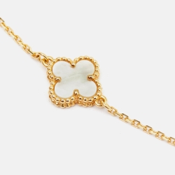 Pre Owned Van Cleef & Arpels Sweet Alhambra Mother of Pearl 18k Yellow Gold Bracelet